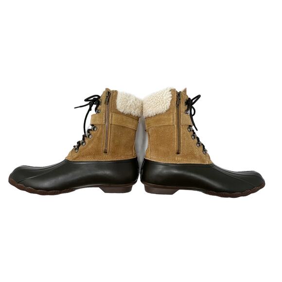 NEW Sperry x J.Crew Shearwater Buckle Snow Duck Boots Carmel Suede 10 M - Picture 7 of 15